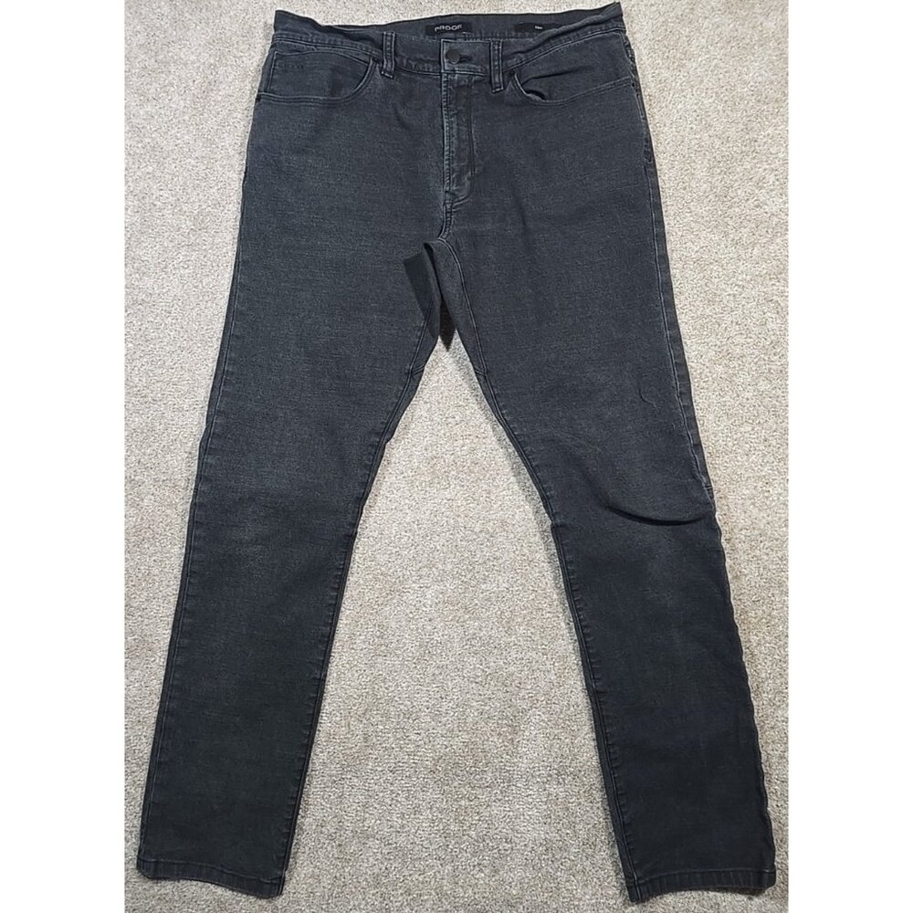 Proof Black Jeans Slim Fit Straight Leg Stretch Skaters Urban Grunge Men's 31x32